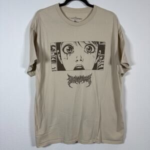 ALMOST HUMAN Anime Manga Graphic Tee Shirt Tan Beige Streetwear XL